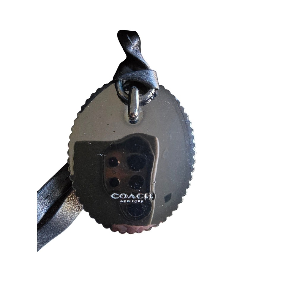 Vintage Coach Cameo Leather Necklace Black Toggle Close Goth Victorian Gunmetal - Picture 5 of 5
